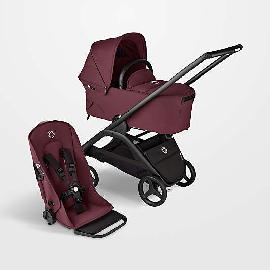 Bugaboo Dragonfly Seat & Bassinet Complete Dark Cherry Red with Black Frame Baby Stroller