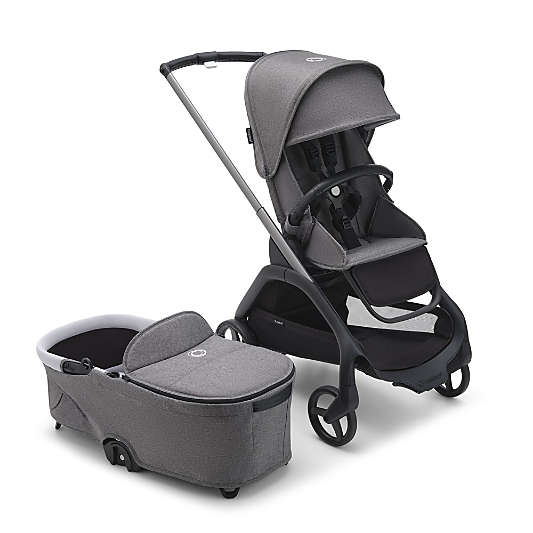Bugaboo Dragonfly Seat & Bassinet Complete Grey Melange with Graphite Grey Frame Baby Stroller