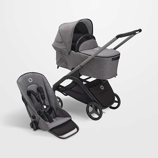 Bugaboo Dragonfly Seat & Bassinet Complete Grey Melange with Graphite Grey Frame Baby Stroller
