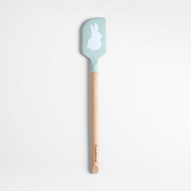 View Bunny Dusty Blue Green Silicone and Wood Scraper Spatula details