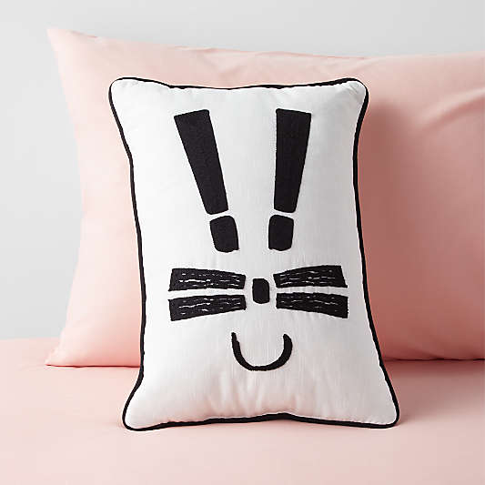 Black and White Bunny Exclamation Kids Throw Pillow