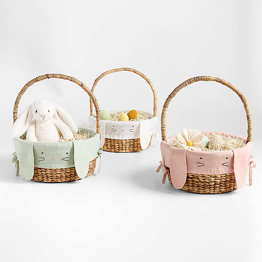 Modern Easter Basket with Green Bunny Kids Easter Basket Liner