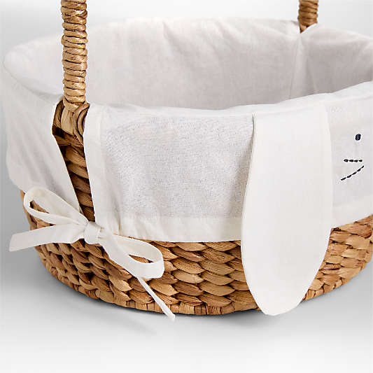 Modern Easter Basket with Alabaster Ivory Bunny Kids Easter Basket Liner