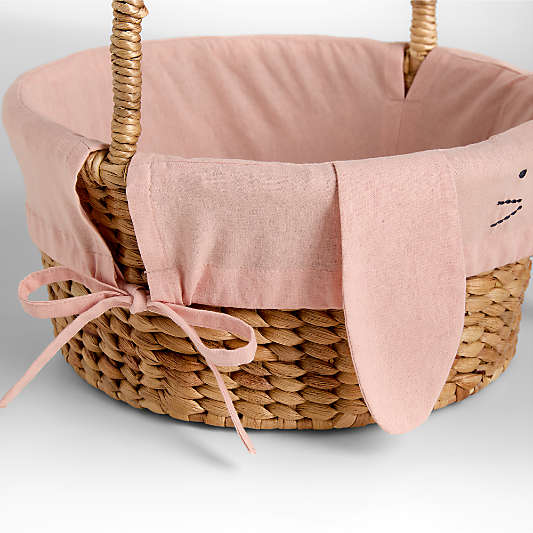 Bunny Face Elegant Pink Kids Easter Basket Liner