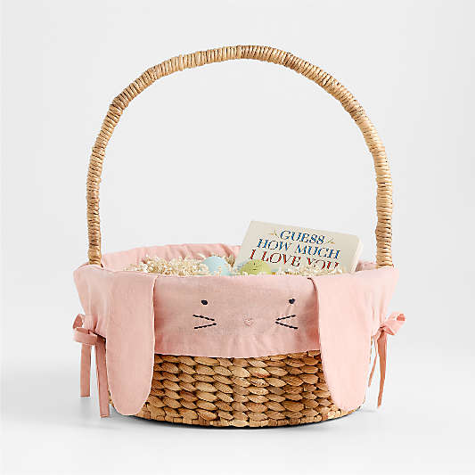 Modern Easter Basket with Pink Bunny Easter Basket Liner