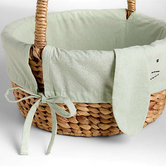 Modern Easter Basket with Green Bunny Kids Easter Basket Liner