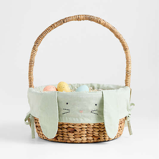 Modern Easter Basket with Green Bunny Kids Easter Basket Liner