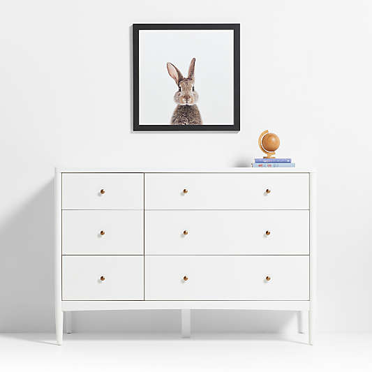 Baby Bunny Black Wood Framed Wall Art Print