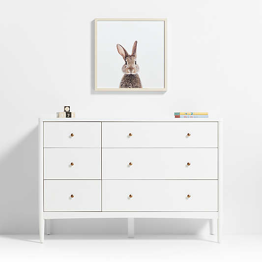 Baby Bunny Maple Wood Framed Wall Art Print