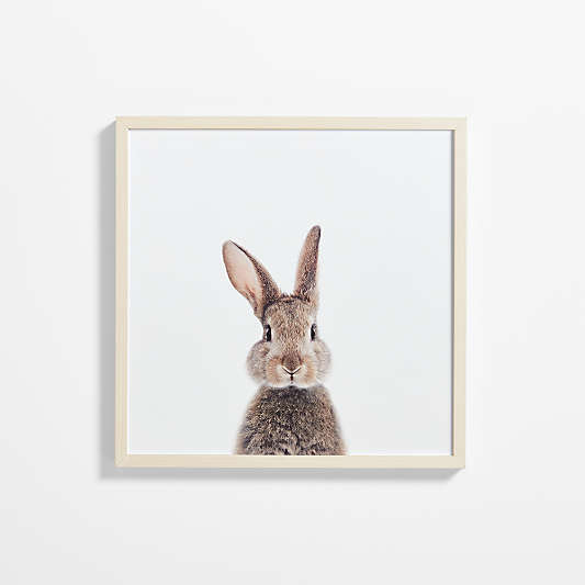 Baby Bunny Maple Wood Framed Wall Art Print