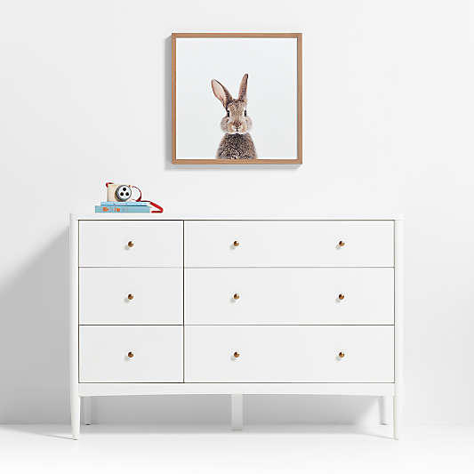 Baby Bunny Walnut Wood Framed Wall Art Print