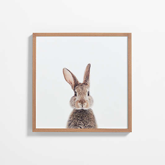 Baby Bunny Walnut Wood Framed Wall Art Print