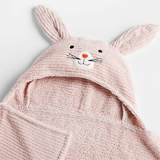 Bunny Mauve Rose Organic Cotton Hooded Baby Towel