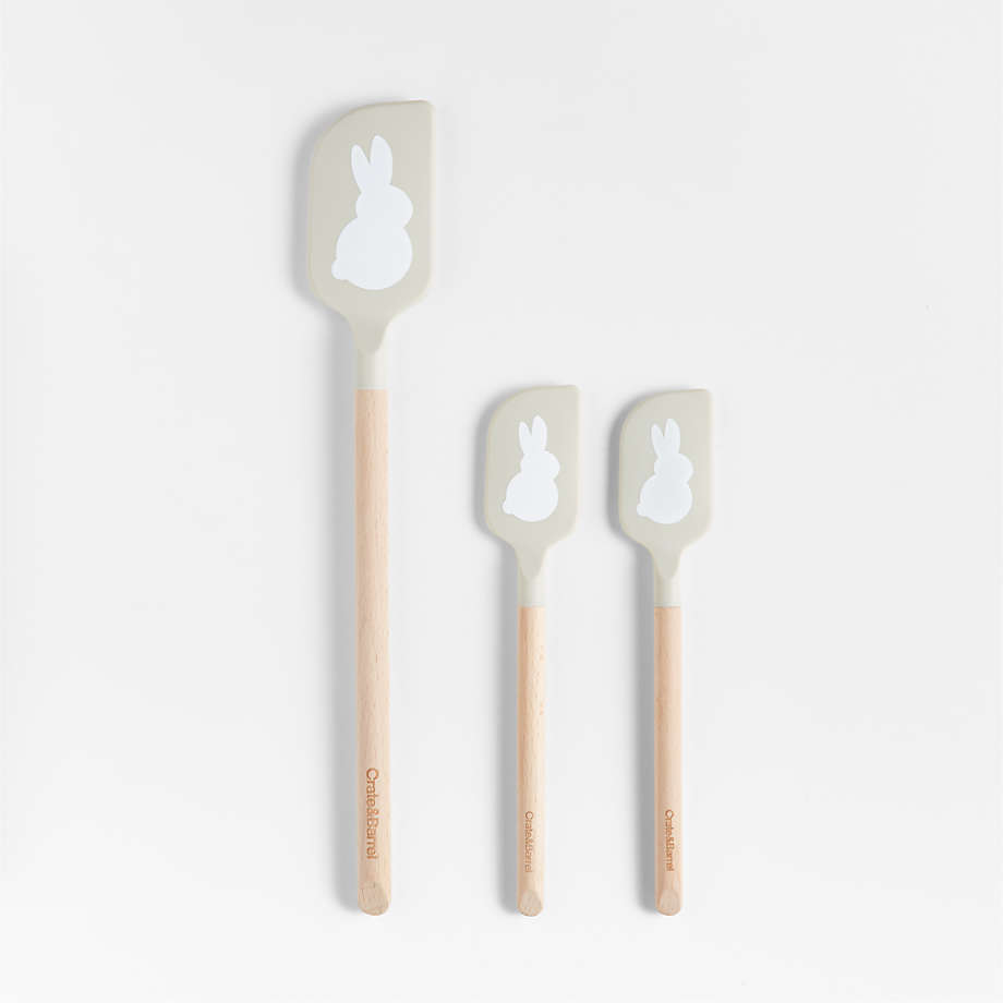 Crate and Barrel 2-Piece Silicone & Wood Mini Spatula, Set - Navy