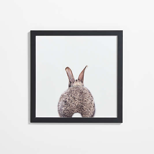 Baby Bunny Tail Black Wood Framed Wall Art Print