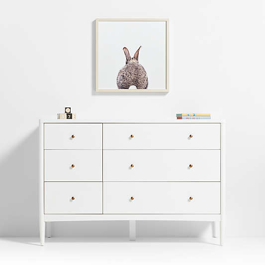 Baby Bunny Tail Maple Wood Framed Wall Art Print