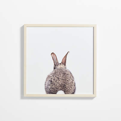 Baby Bunny Tail Maple Wood Framed Wall Art Print