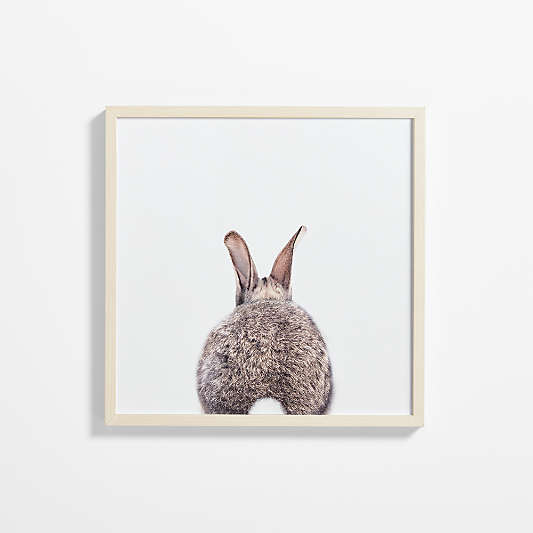 Baby Bunny Tail Maple Wood Framed Wall Art Print