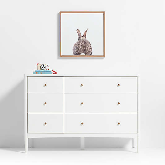 Baby Bunny Tail Walnut Wood Framed Wall Art Print