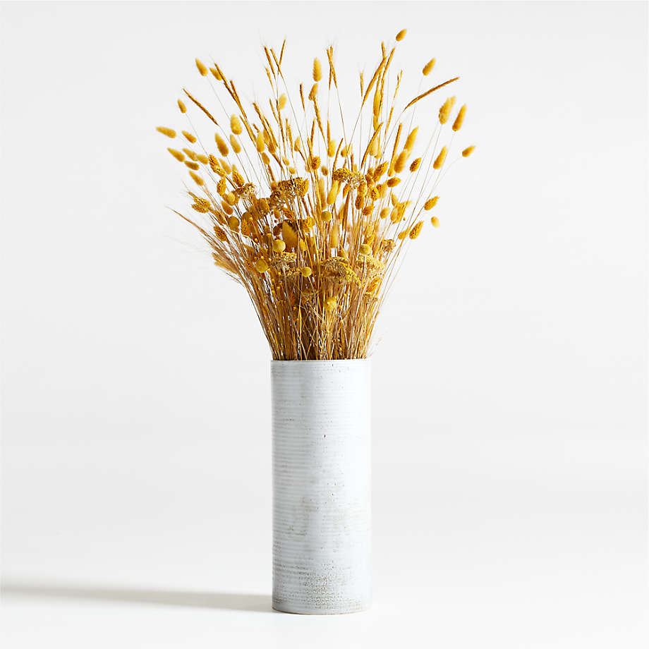 Bunny Tail Dried Botanical Arrangement in Principle White Vase Crate