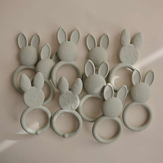 Mushie Green Bunny Silicone Baby Teether