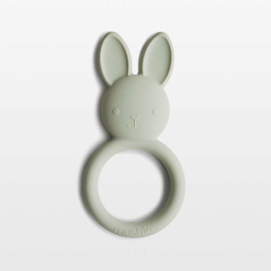 Mushie Green Bunny Silicone Baby Teether