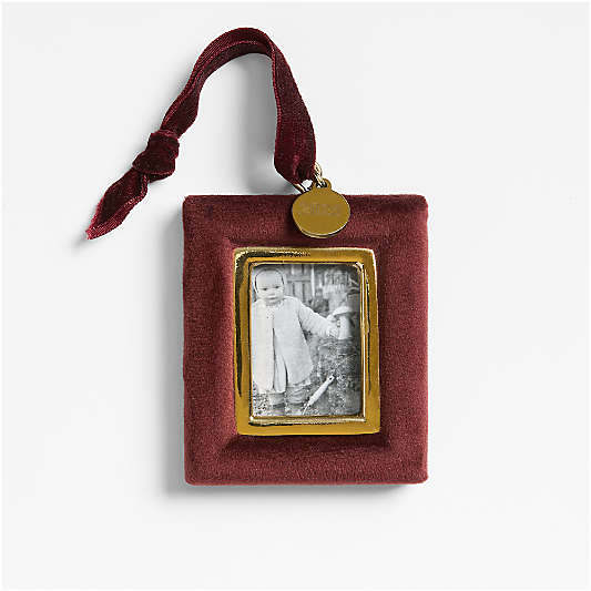 Burgundy Velvet Photo Frame Christmas Tree Ornament