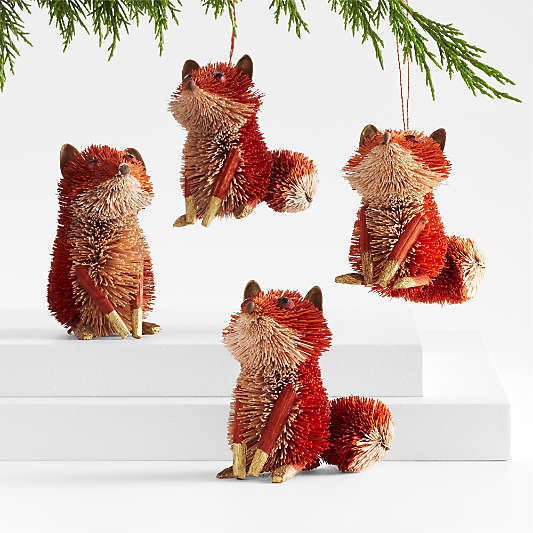 Buri Fox Christmas Tree Ornaments, Set of 4