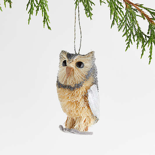 Silver Buri Owl Christmas Tree Ornament