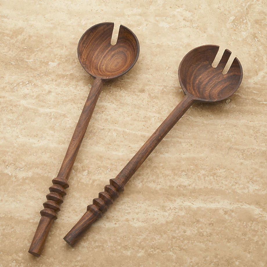 Acacia Burke Salad Servers, Set of 2 + Reviews | Crate & Barrel