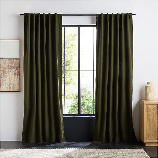 Burnt Green EUROPEAN FLAX â„¢-Certified Linen Blackout Window Curtain Panel
