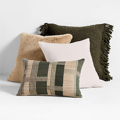 Burnt Green Throw Pillow Arrangement