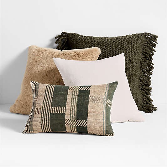 Burnt Green Throw Pillow Arrangement