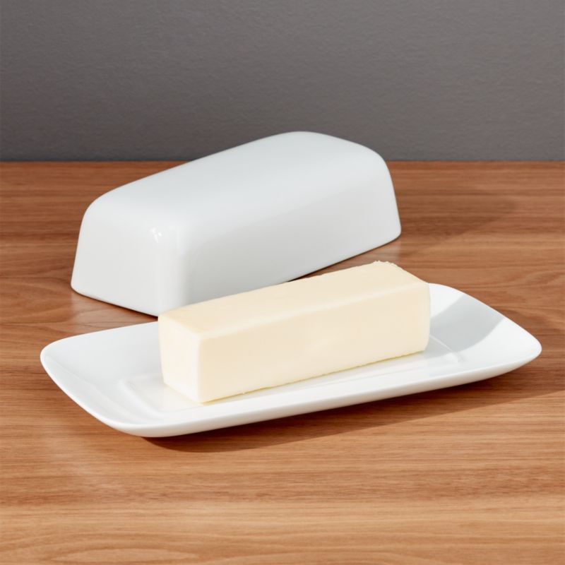 White Porcelain Covered Butter Dish - image 1 of 5