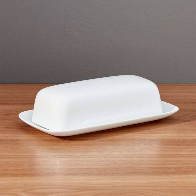 White Porcelain Covered Butter Dish