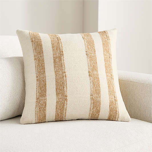 Bowly Wool Blend 20"x20" Camel Tan Throw Pillow Cover