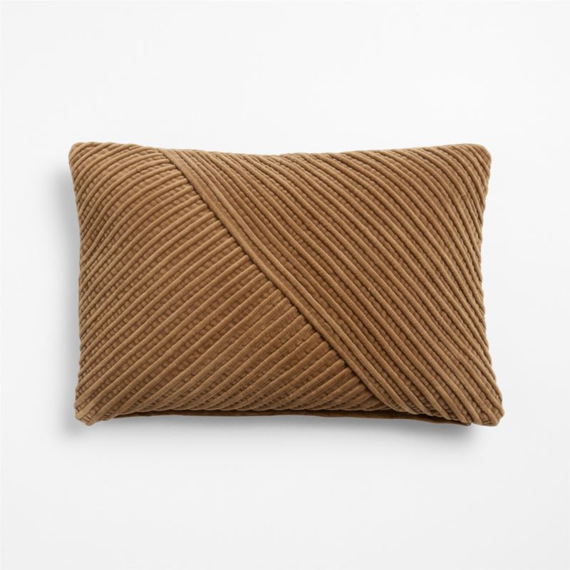 Bowen Ribbed Velvet 22"x15" Brulee Brown Throw Pillow Cover - image 3 of 4