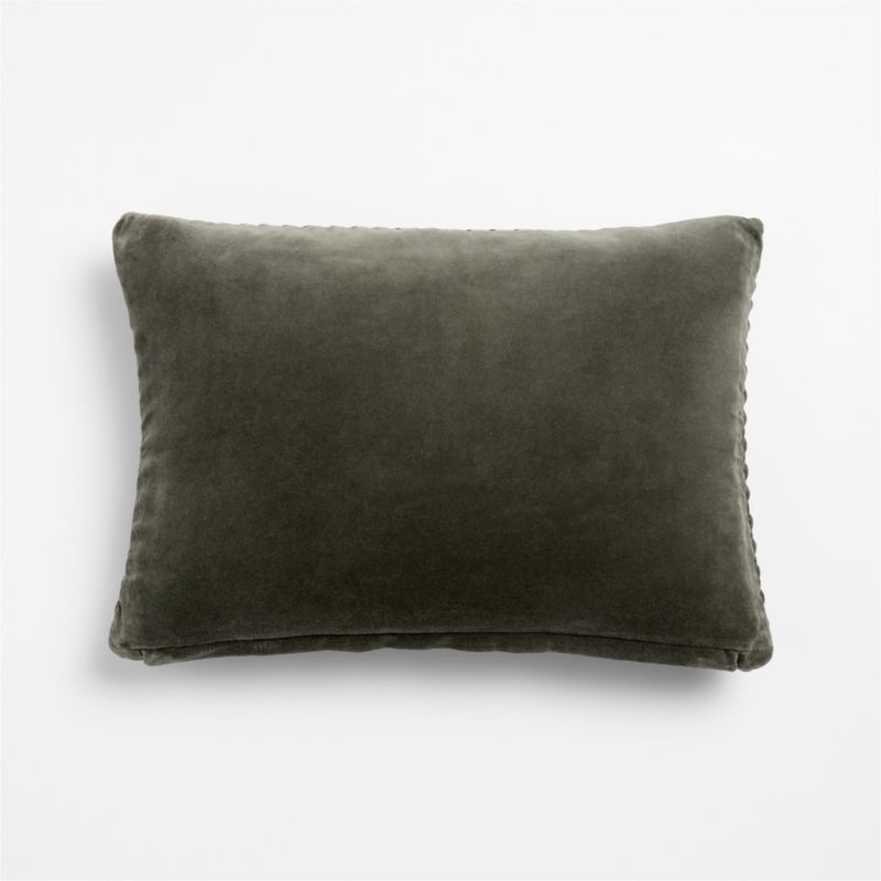 Bowen Ribbed Velvet 22"x15" Burnt Green Throw Pillow Cover with Feather Insert - image 1 of 4