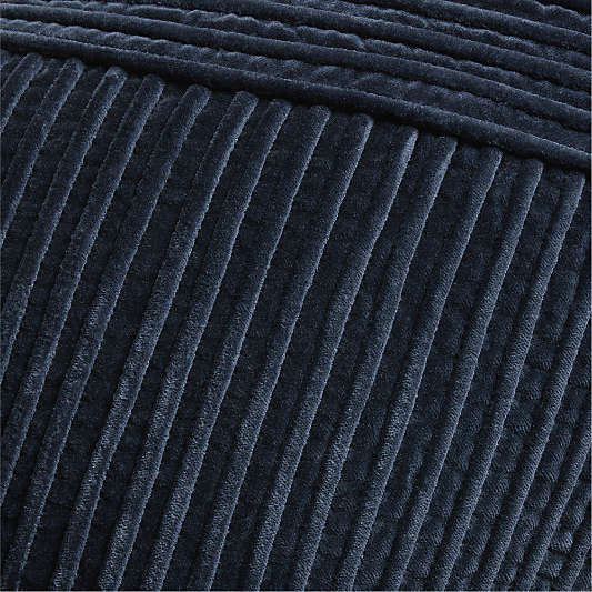 Bowen Ribbed Velvet 22"x15" Deep Indigo Throw Pillow Cover