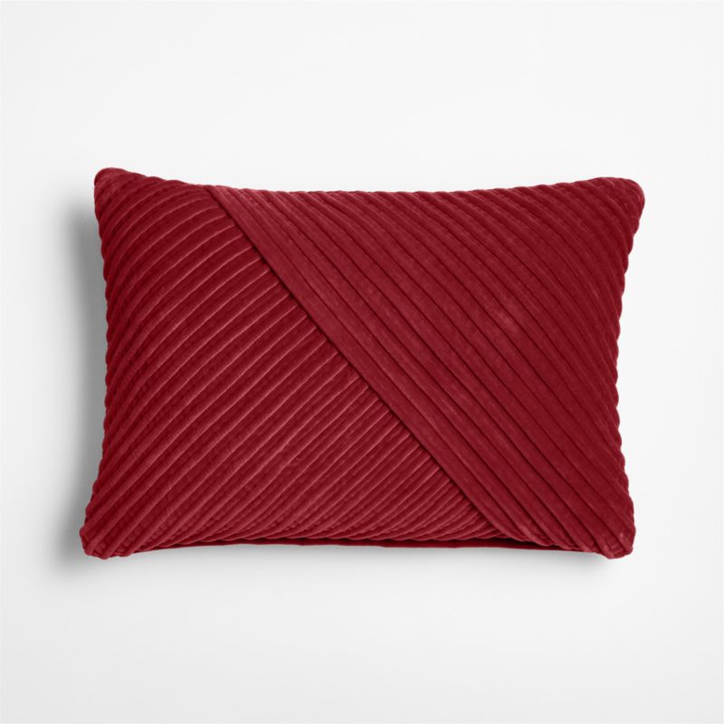 Bowen Ribbed Velvet 22"x15" Luminous Red Throw Pillow Cover - image 2 of 5