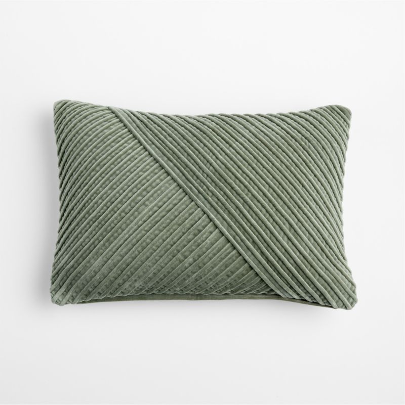 Bowen Ribbed Velvet 22"x15" Shadow Sage Throw Pillow Cover with Feather Insert - image 2 of 5