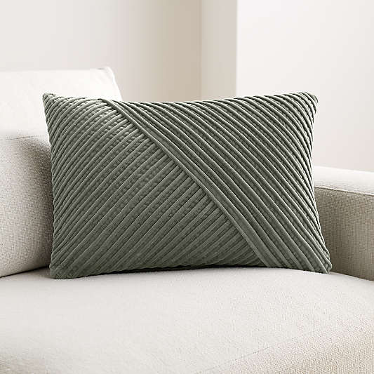 Bowen Ribbed Velvet 22"x15" Shadow Sage Throw Pillow Cover