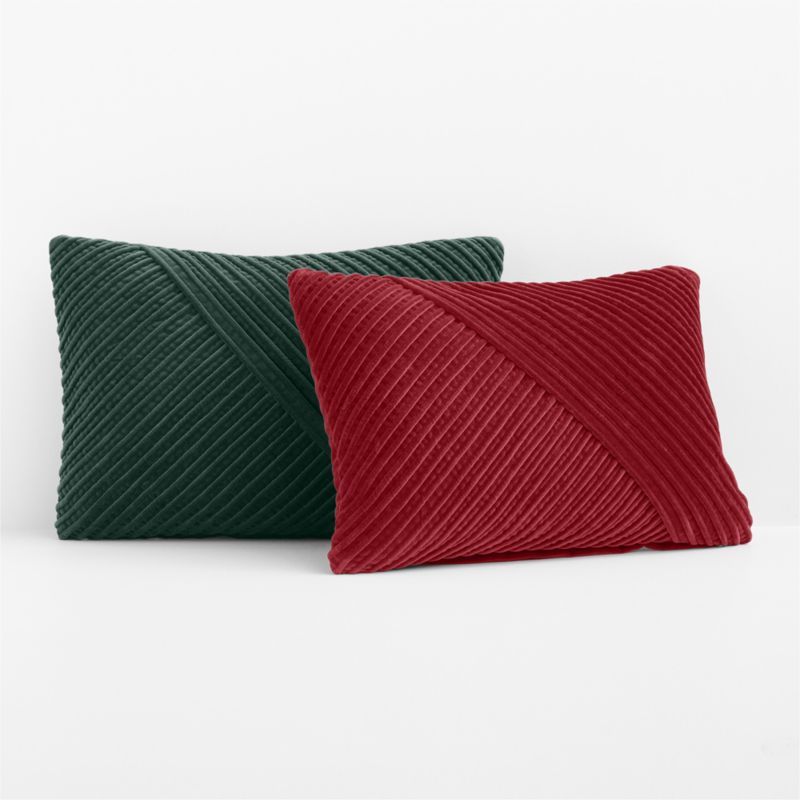 Bowen Ribbed Velvet 22"x15" Luminous Red Throw Pillow Cover - image 4 of 5