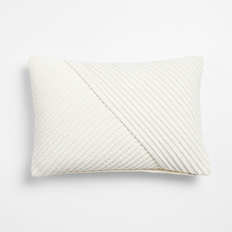 Bowen Ribbed Velvet 22"x15" Arctic Ivory Throw Pillow Cover with Down-Alternative Insert - image 2 of 4