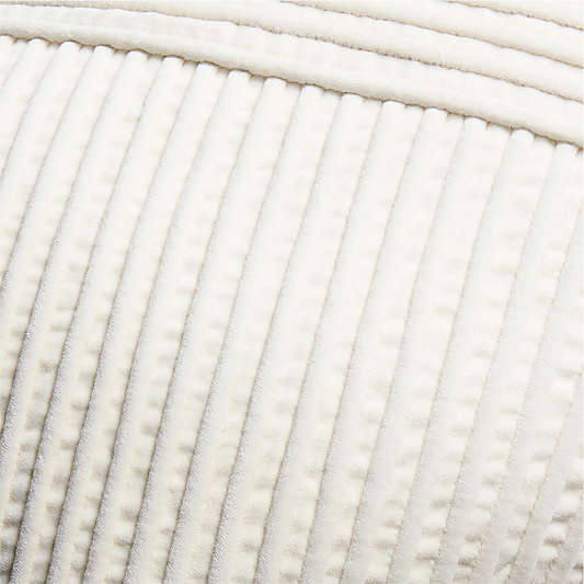 Bowen Ribbed Velvet 22"x15" Arctic Ivory Throw Pillow Cover