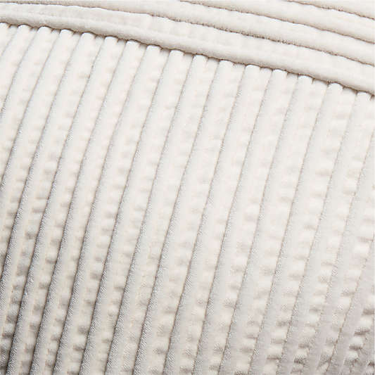 Bowen Ribbed Velvet 22"x15" Arctic Ivory Throw Pillow Cover