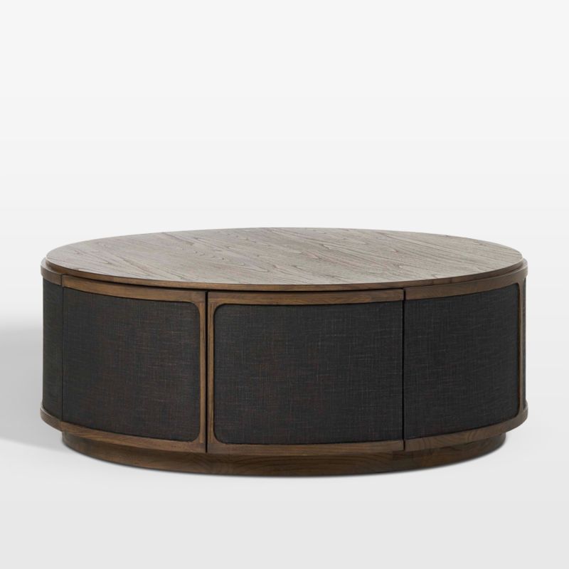 Byrdie Wood and Linen 45" Round Coffee Table - image 3 of 8