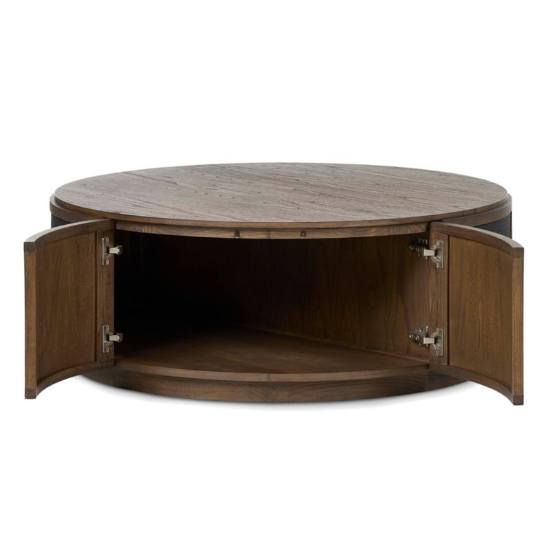 Byrdie Wood and Linen 45" Round Coffee Table - image 4 of 8