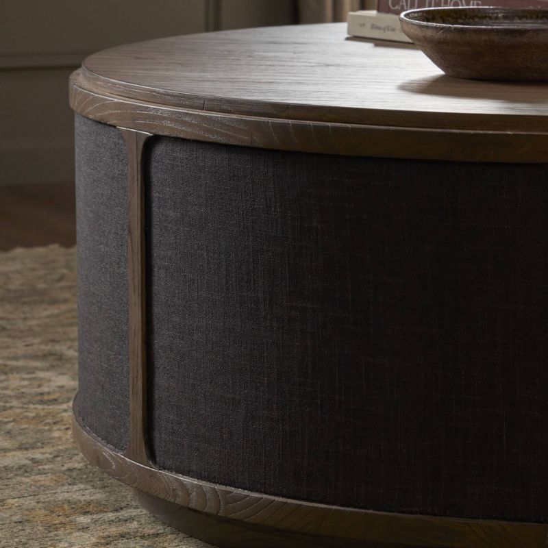 Byrdie Wood and Linen 45" Round Coffee Table - image 2 of 8