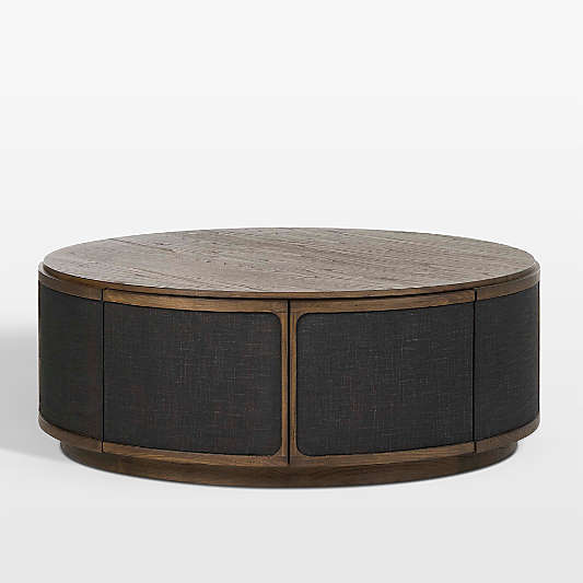 Byrdie Wood and Linen 45" Round Coffee Table